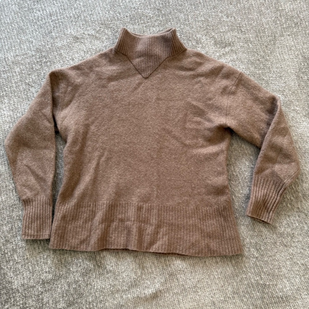 Everlane Brown Wool Yak Blend Mock Neck Sweater Size S‎ Minimalist Office
